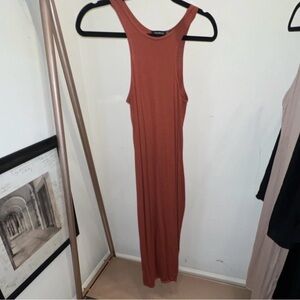 Boohoo Sleeveless Maxi Dress in Rust Orange